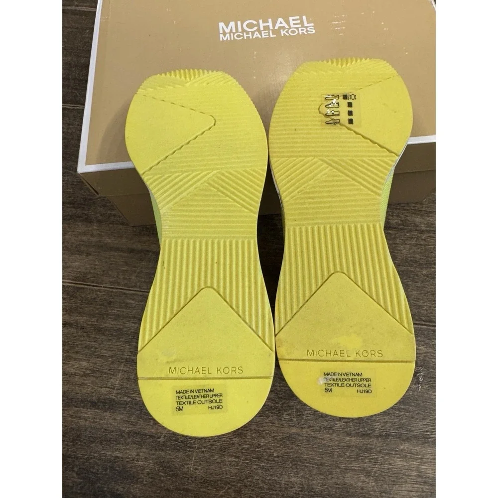 Michael Kors Skyler Booties Extreme Wedge Sneakers Neon‎ Yellow Stretchy Size 5
